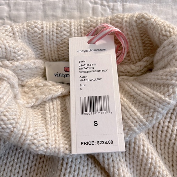 NWT Vineyard Vines Mock Neck Knit Sweater (Subtle Shine) Marshmallow - Picture 2 of 6
